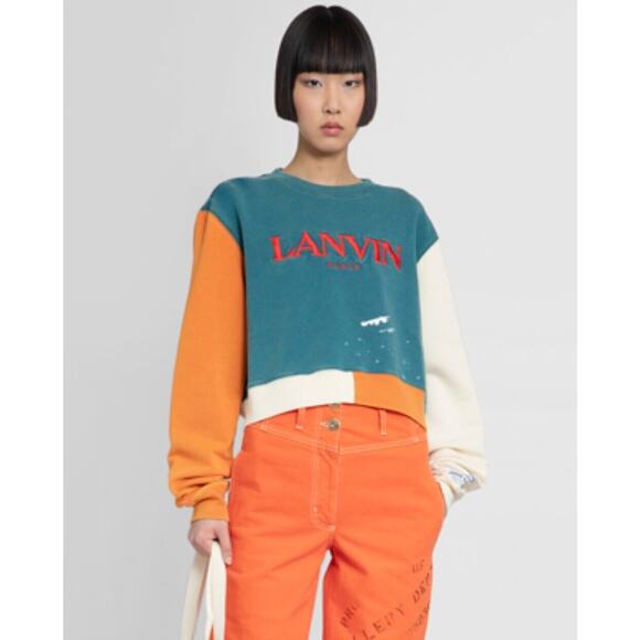 Gallery Dept. x Lanvin Orange Cream & Teal Long Sleeve Logo Art Sweatshirt S - Picture 11 of 11